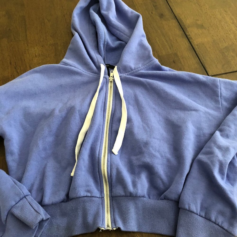 Purple Cropped Zip Up Hoodie